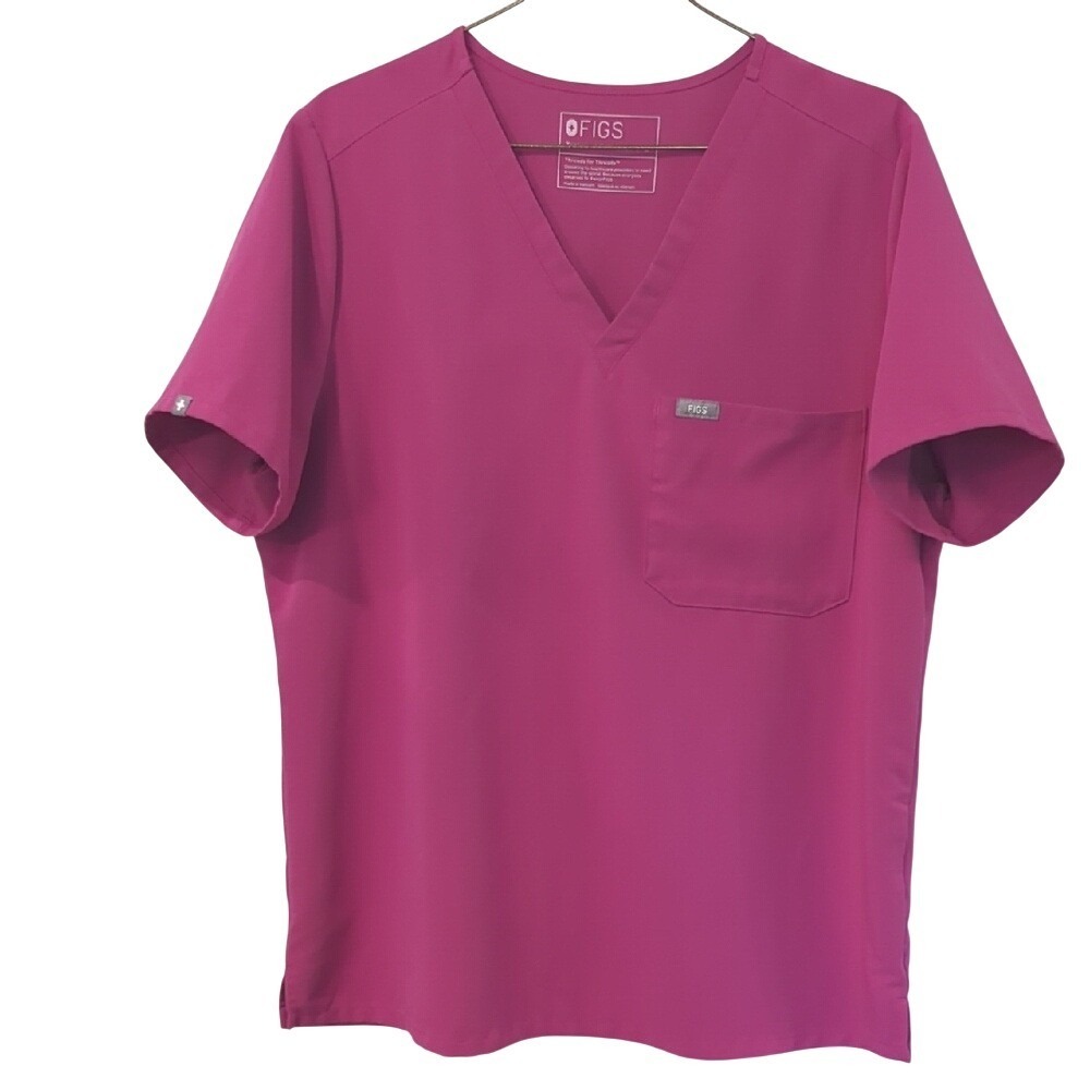 Figs Scrubs V-Neck Top Fuchsia Pink size Large